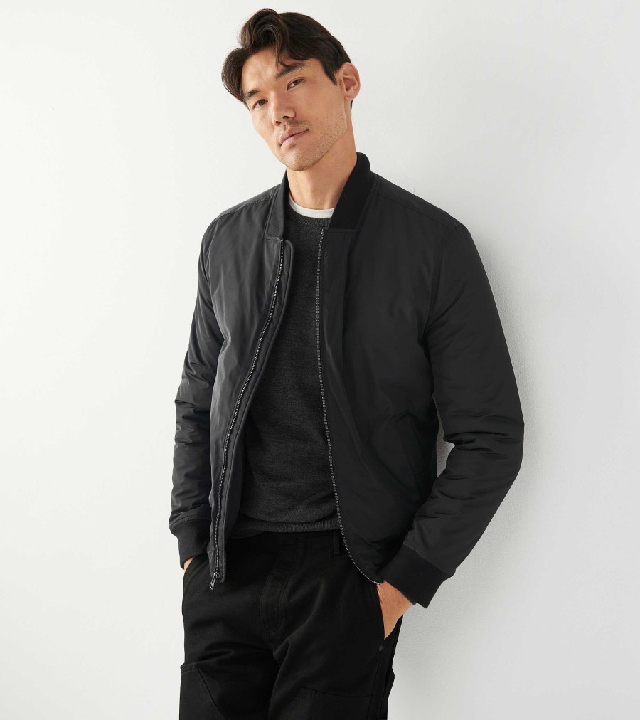 Men Cole Haan Coats & Jackets | Men'S Insulated Bomber Jacket Black