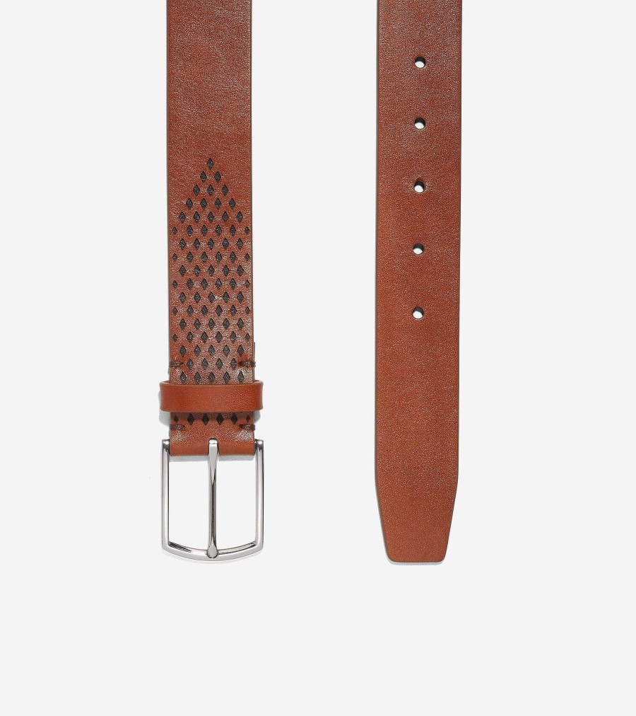 Men Cole Haan Belts | Washington Perforated 35Mm Belt British Tan