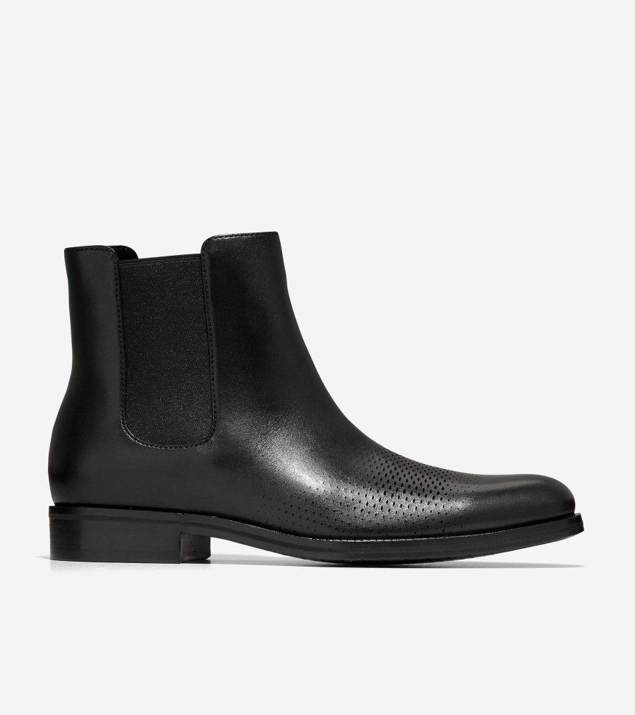 Men Cole Haan Boots | Men'S Washington Grand Laser Chelsea Boots Black