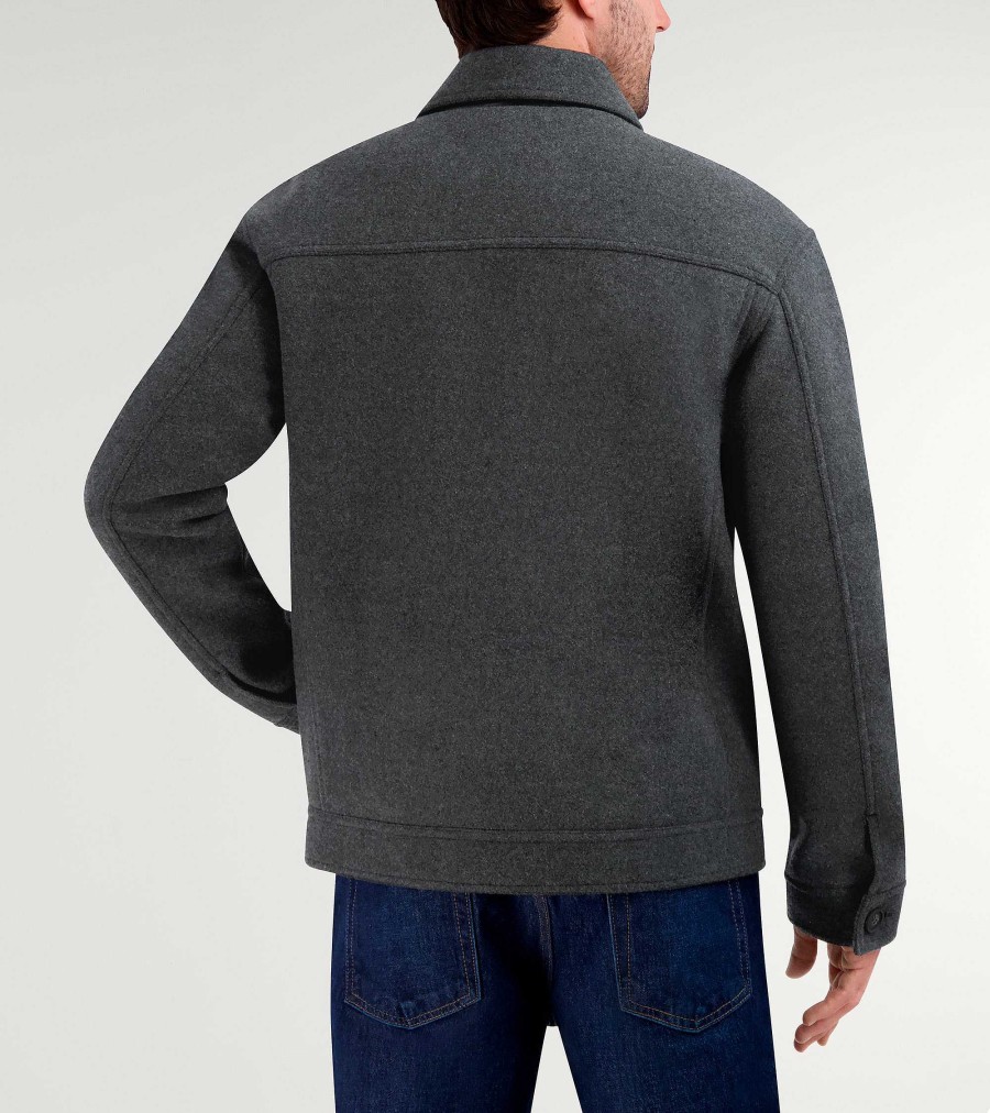 Men Cole Haan Coats & Jackets | Men'S Short Wool Jacket Charcoal