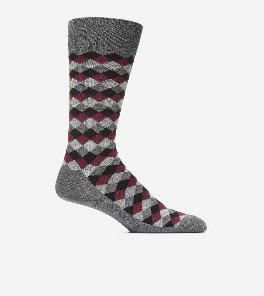 Men Cole Haan Socks | Men'S Diamond Dress Crew Socks Dark Grey Heather