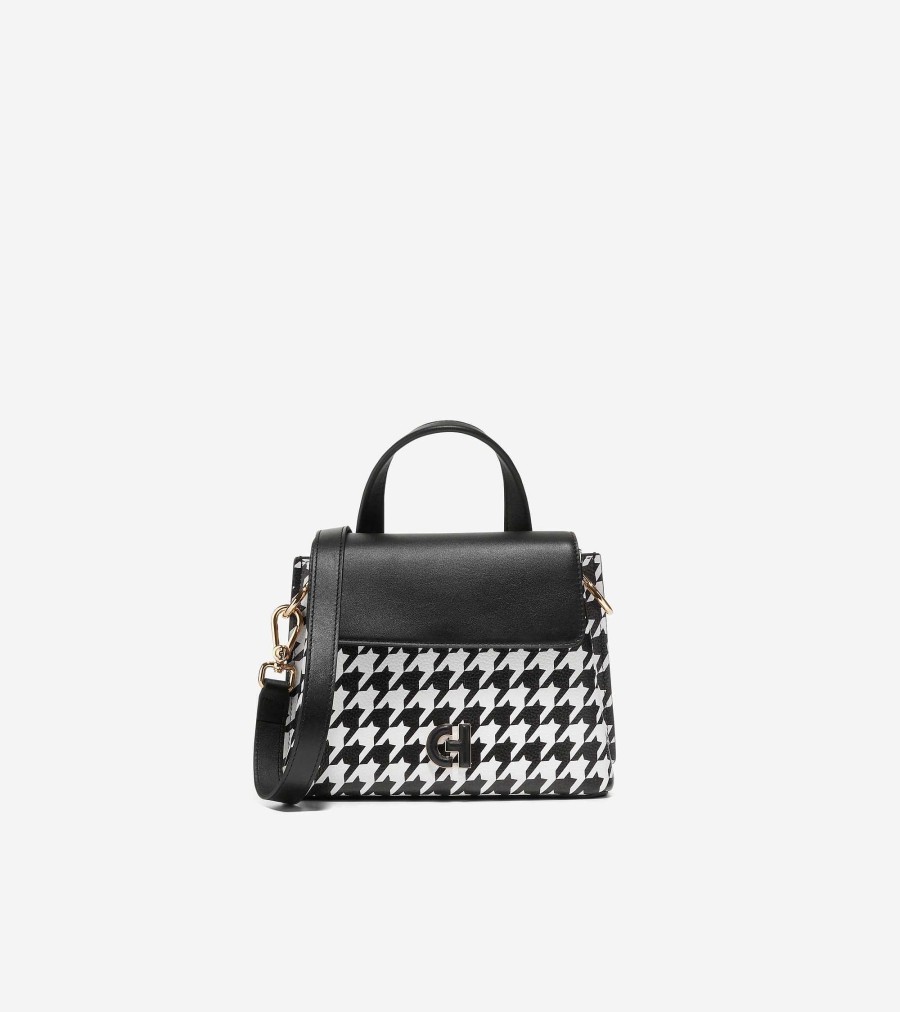 Women Cole Haan Crossbody Bags | Mini Collective Satchel Black-White Houndstooth