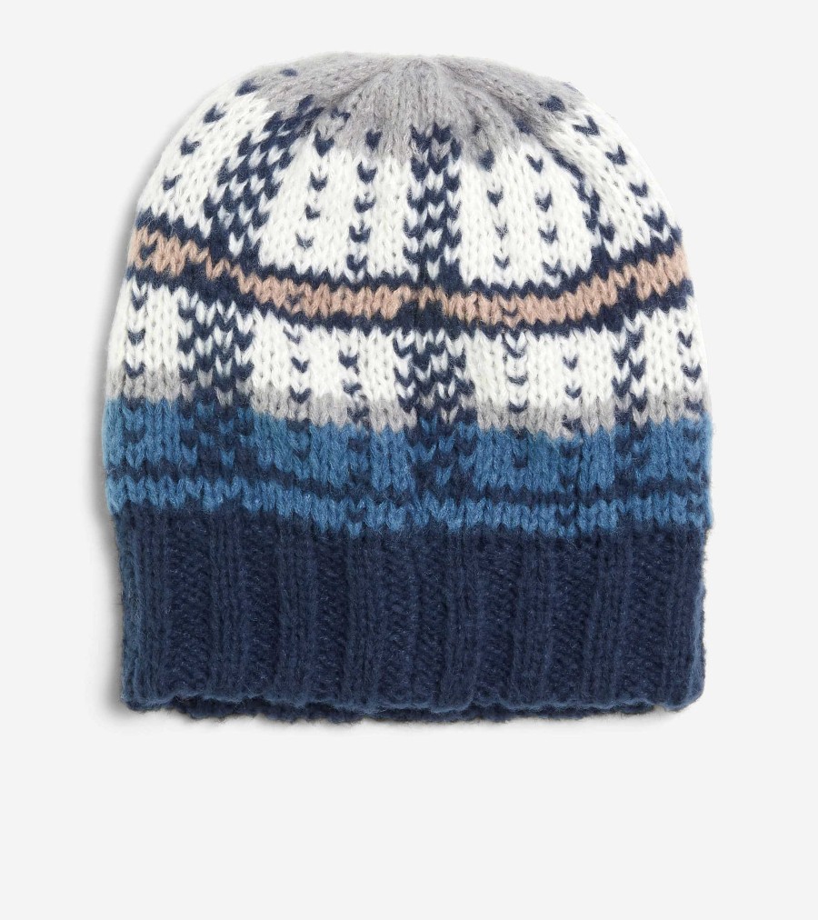 Women Cole Haan Hats, Gloves, & Scarves | Plaid Colorblock Hat Navy Multi