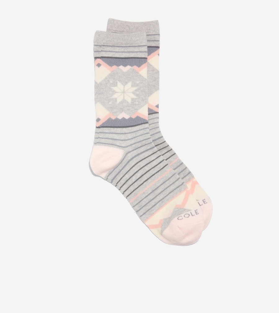 Women Cole Haan Socks | Holiday Dress Crew Socks Light Grey Heather