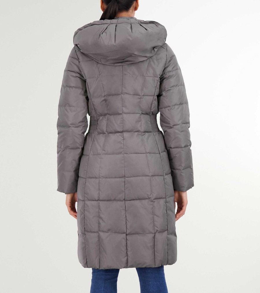 Women Cole Haan Jackets & Coats | Women'S 40" Signature Hooded Taffeta Down Coat Carbon