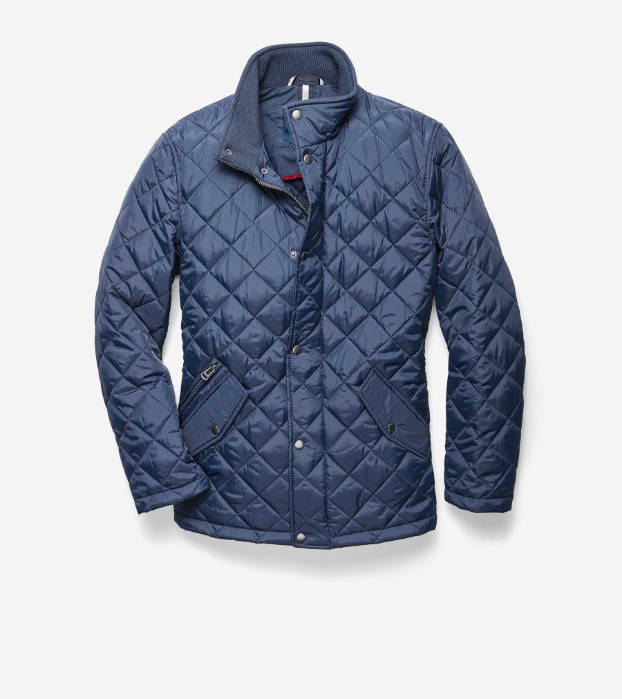 Men Cole Haan Coats & Jackets | Men'S Quilted Barn Jacket Navy