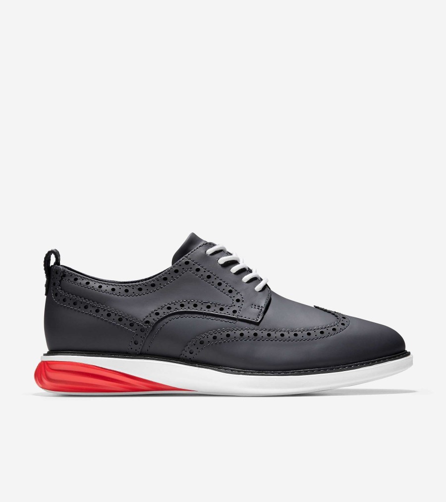 Men Cole Haan Oxfords | Men'S Grand Evolution Shortwing Oxford Indigo Ink-Optic White-Flame