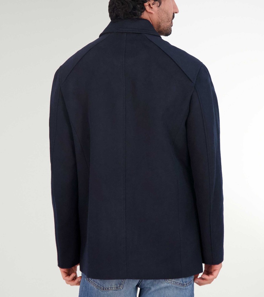 Men Cole Haan Coats & Jackets | Men'S Wool Patch Pocket Jacket Navy