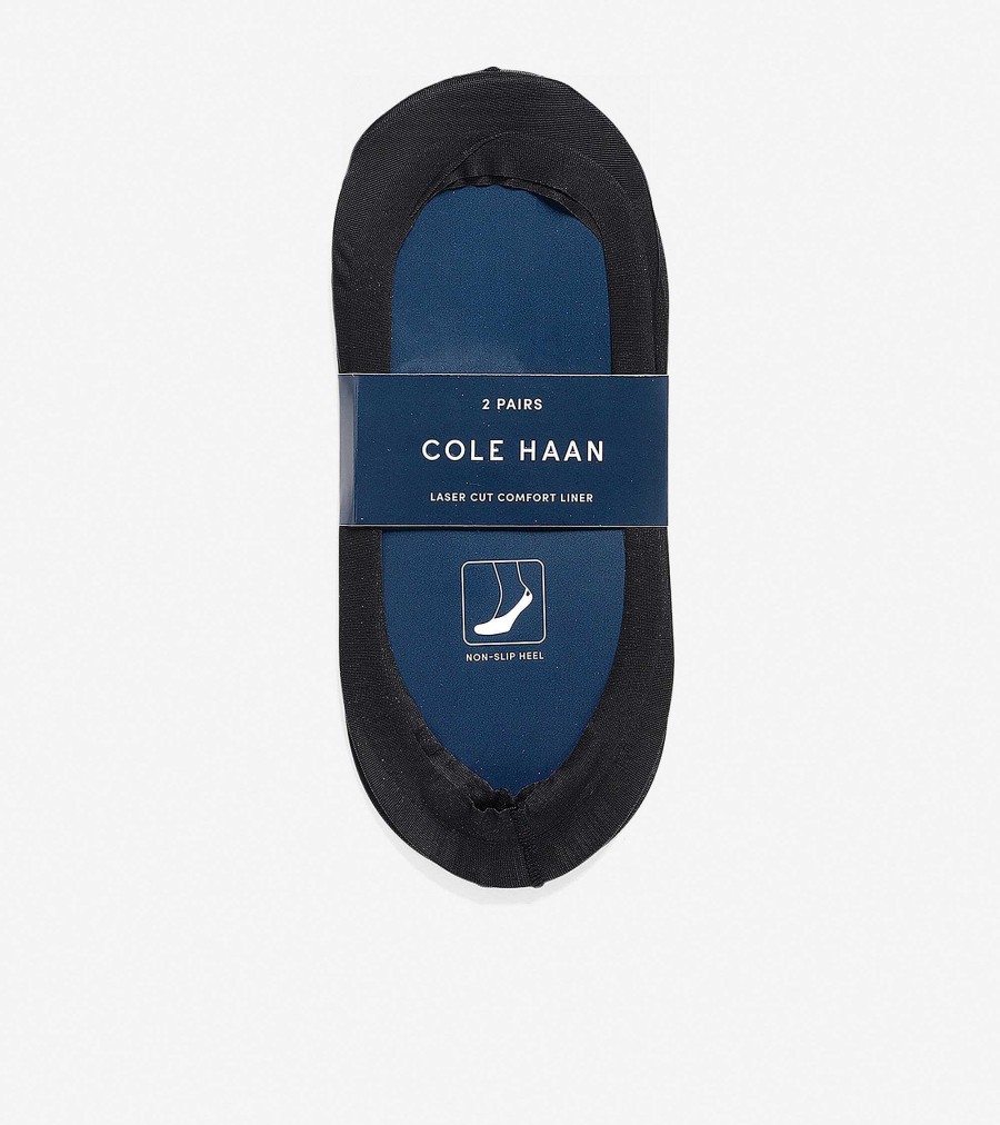 Women Cole Haan Socks | Women'S Laser Cut Liner - 2 Pack Black