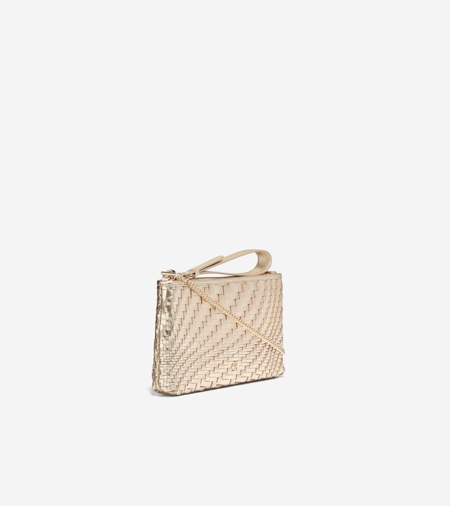 Women Cole Haan Wallets & Wristlets | Essential Pouch Genevieve Weave Gold