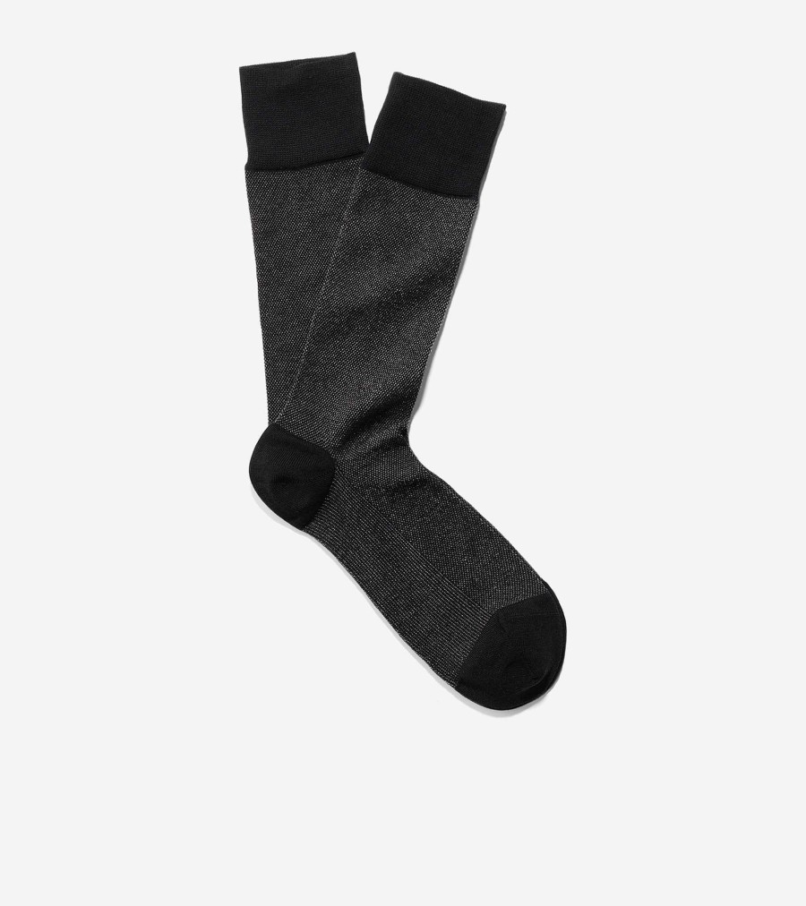 Men Cole Haan Socks | Pique Textured Crew Socks Black