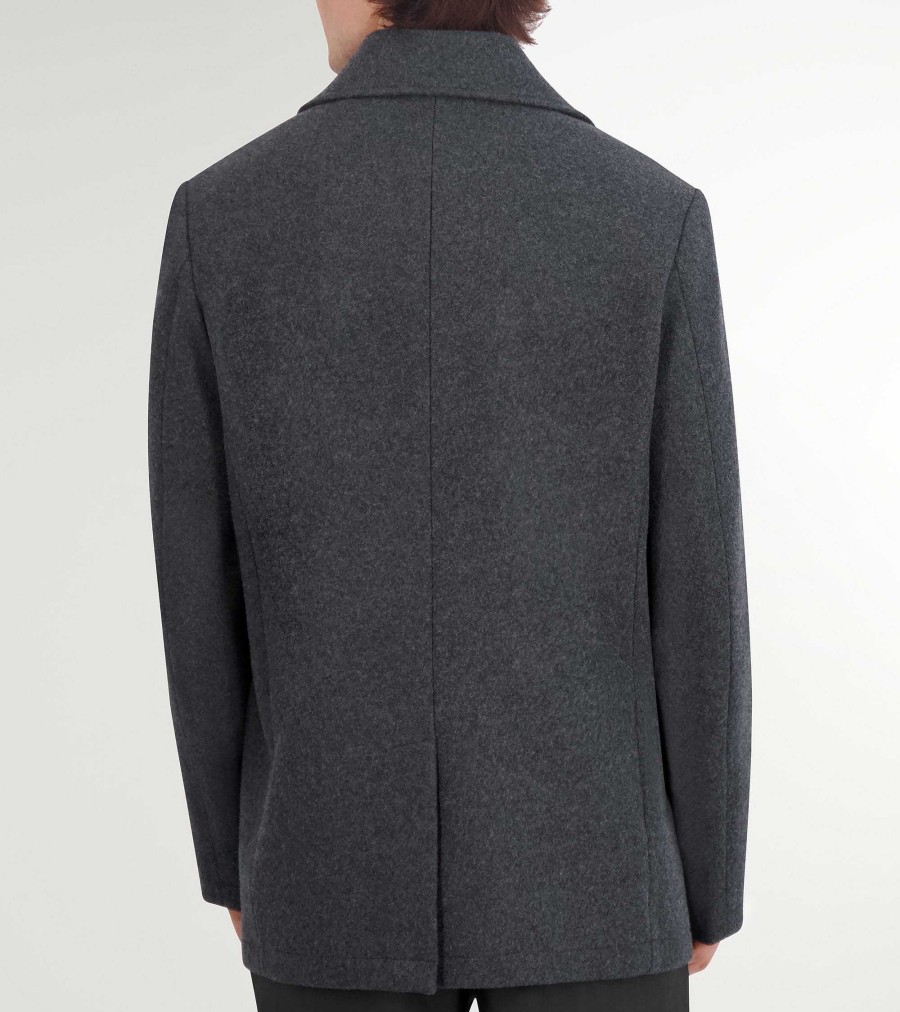 Men Cole Haan Coats & Jackets | Men'S Wool Peacoat Charcoal