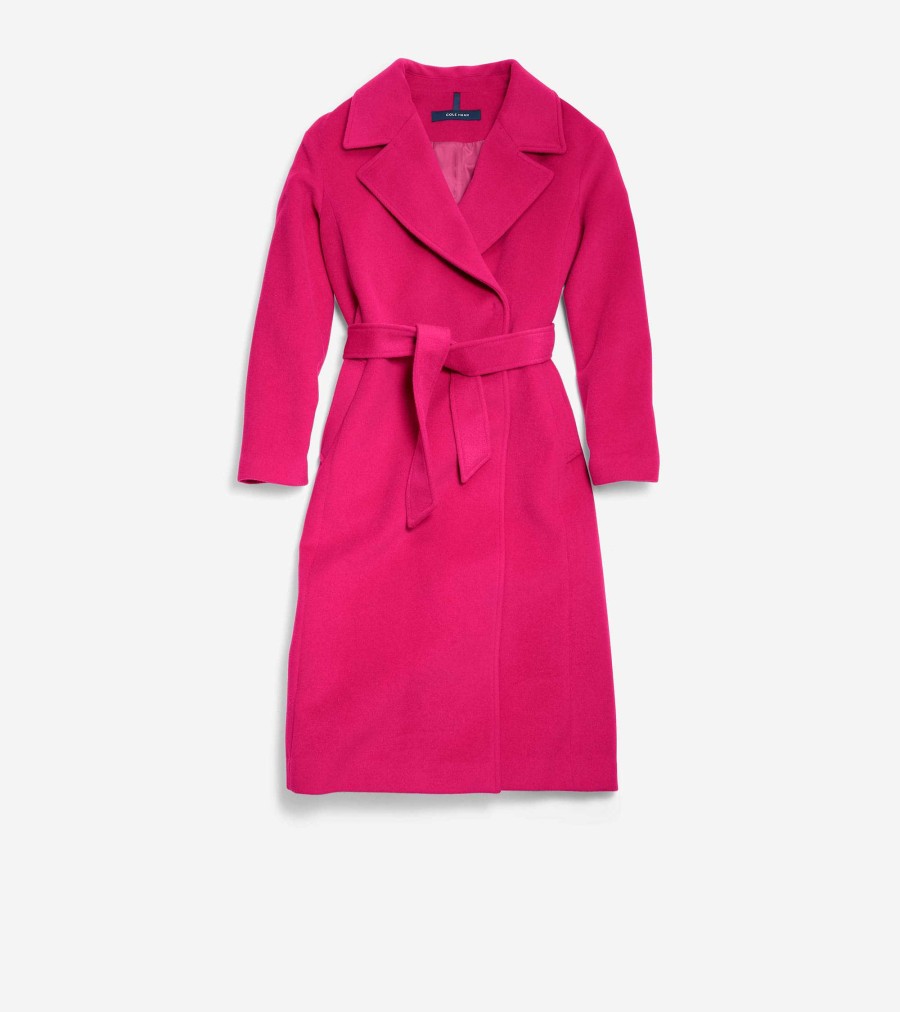 Women Cole Haan Jackets & Coats | Women'S Luxe Wool Oversized Coat Fucshia