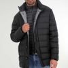 Men Cole Haan Coats & Jackets | Men'S Quilted Flannel Down Topper Charcoal