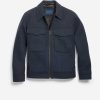 Men Cole Haan Coats & Jackets | Men'S Short Wool Jacket Navy