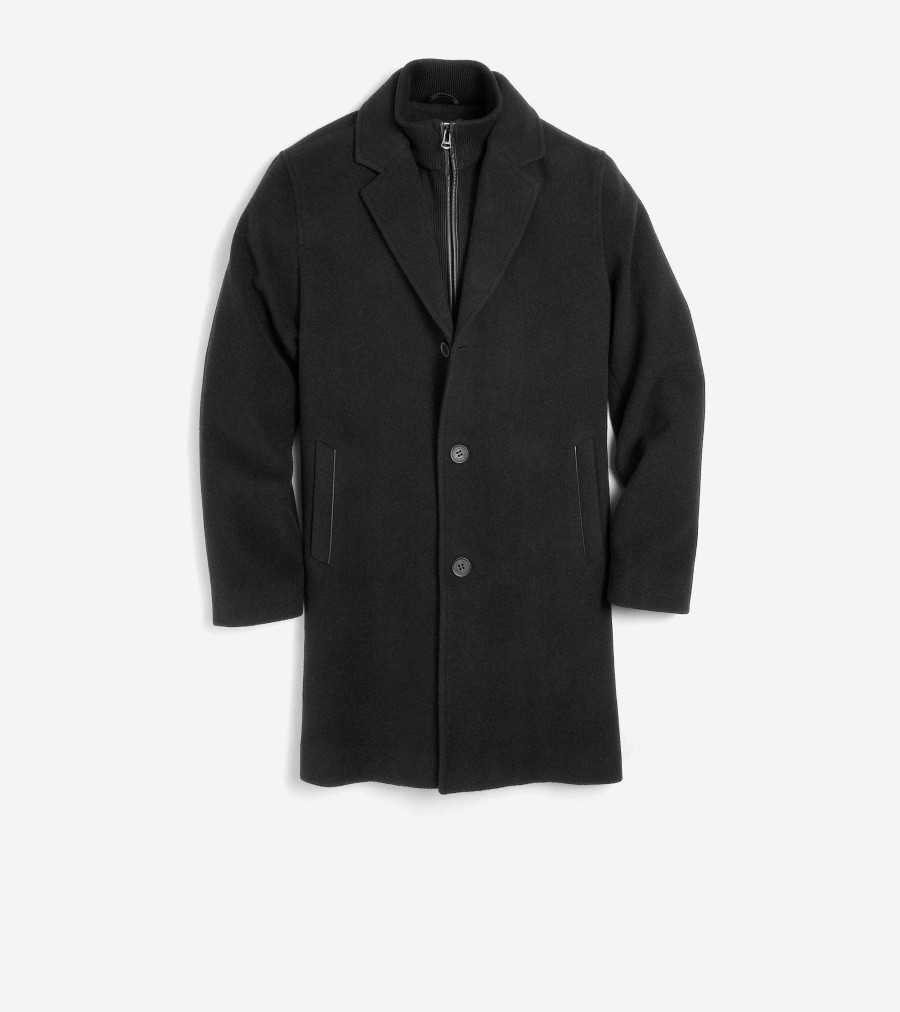 Men Cole Haan Coats & Jackets | Men'S Wool Car Coat Black