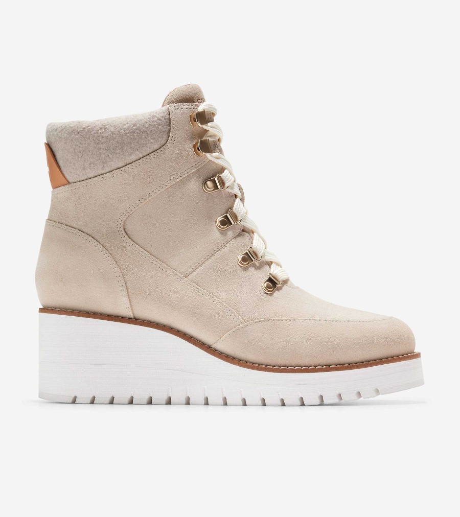 Women Cole Haan Boots | Women'S Zer Grand City Wedge Hiker Boots Light Sesame