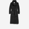 Women Cole Haan Jackets & Coats | Women'S Slick Wool Long Coat Black