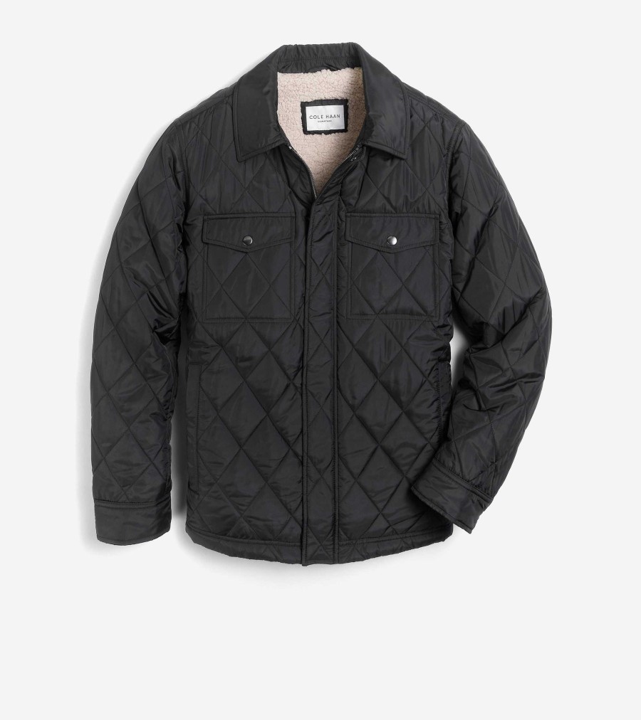 Men Cole Haan Coats & Jackets | Men'S Diamond Quilted Jacket Black