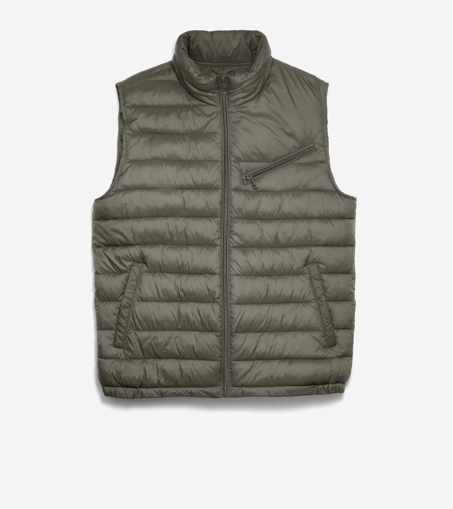 Men Cole Haan Coats & Jackets | Men'S Quilted Vest Olive