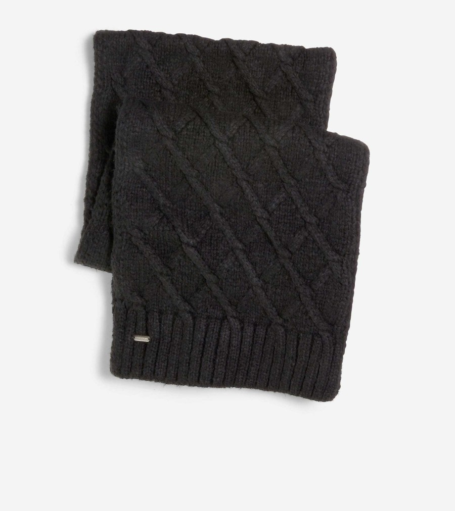 Women Cole Haan Hats, Gloves, & Scarves | Diamond Cable Scarf Caviar