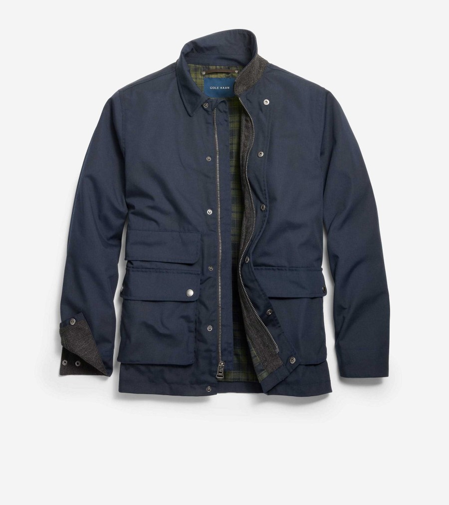 Men Cole Haan Coats & Jackets | Men'S Rain Jacket Navy