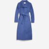 Women Cole Haan Jackets & Coats | Women'S 45" Slick Wool Long Zip Up Coat Denim