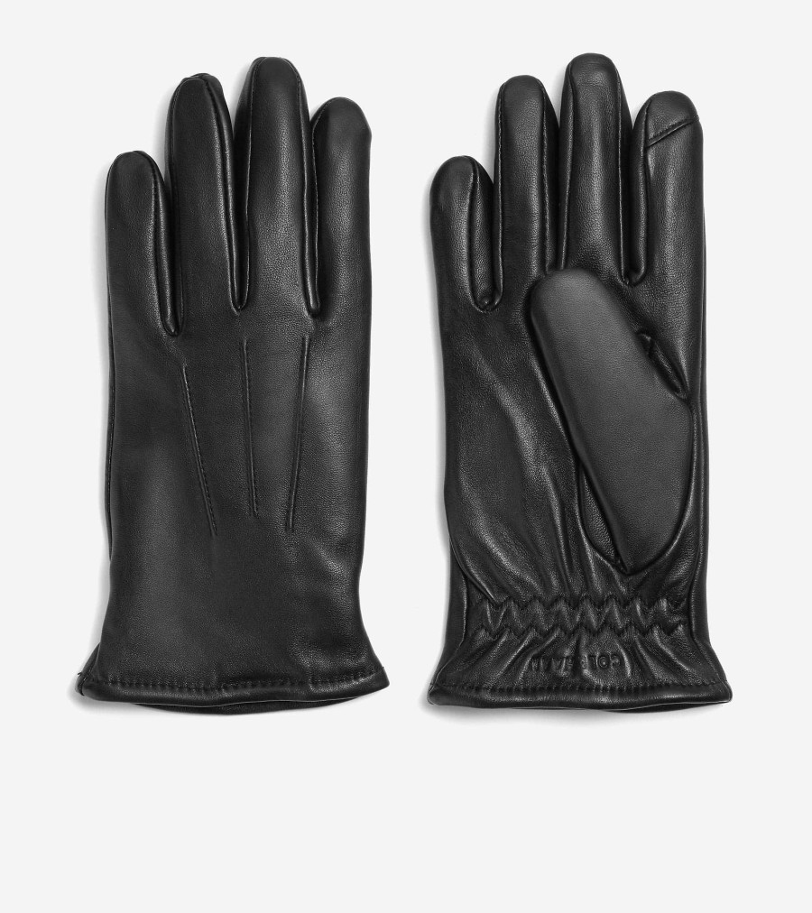 Men Cole Haan Hats, Gloves, & Scarves | Leather Tech Tip Glove Black