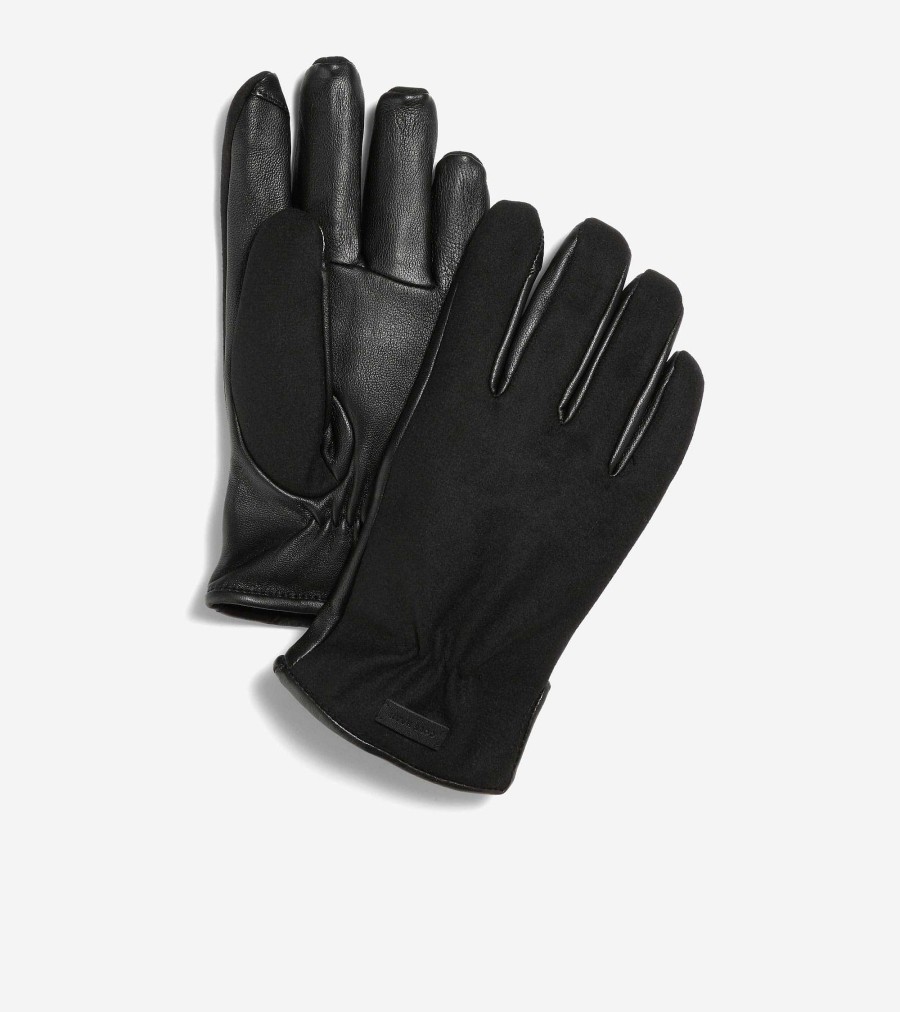 Men Cole Haan Hats, Gloves, & Scarves | Wool Back Leather Glove Caviar