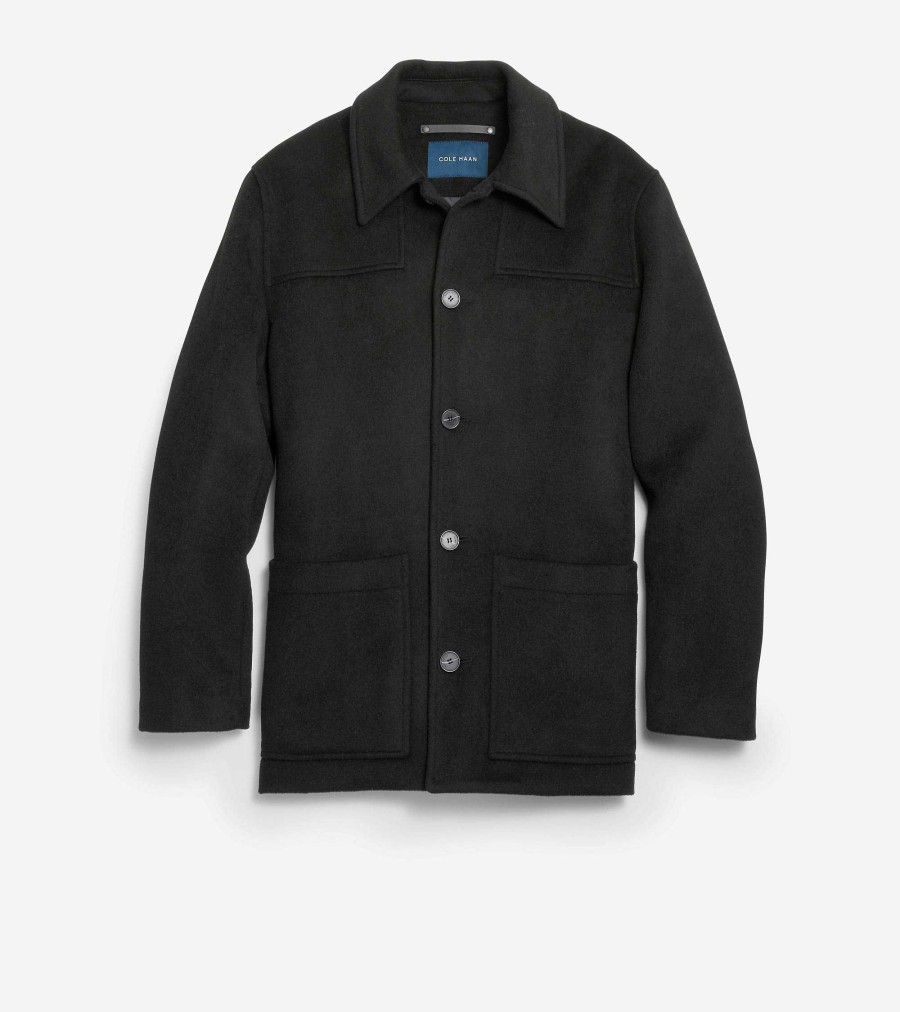 Men Cole Haan Coats & Jackets | Men'S Wool Patch Pocket Jacket Black