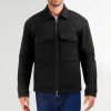 Men Cole Haan Coats & Jackets | Men'S Short Wool Jacket Black