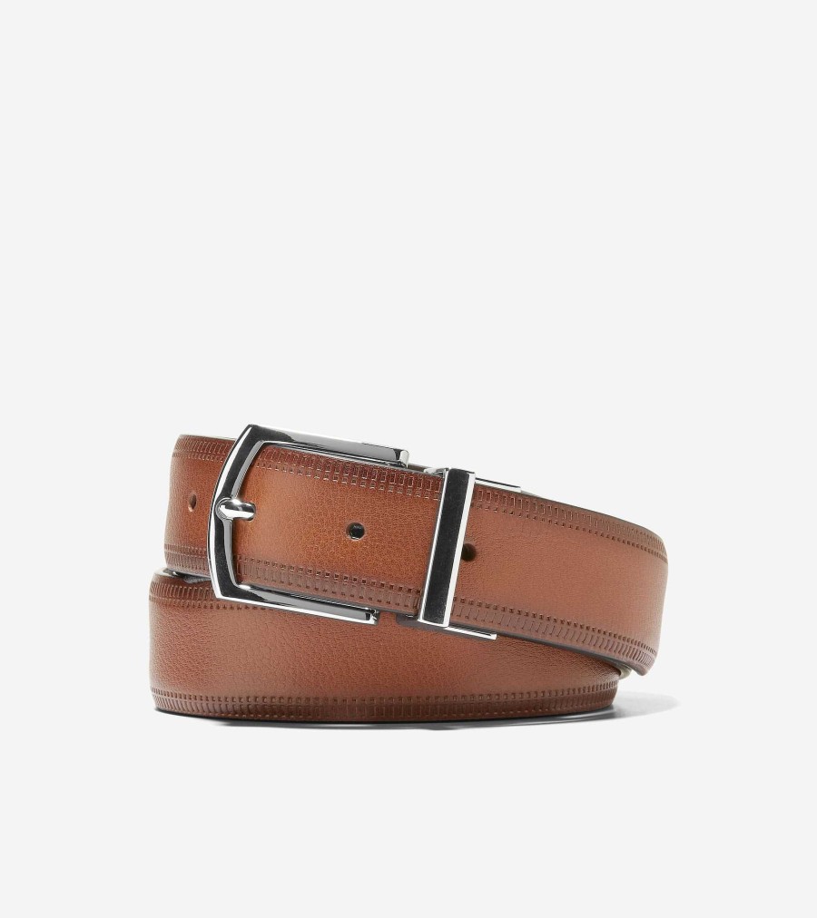 Men Cole Haan Belts | 32Mm Embossed Edge Belt Tan-Brown