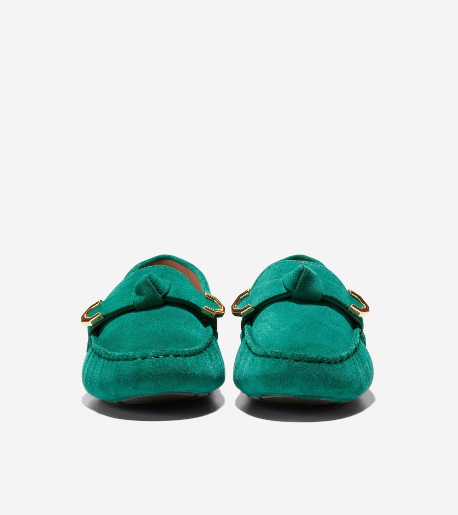 Women Cole Haan Loafers & Drivers | Women'S Evelyn Bow Driver Aventurine Suede