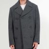 Men Cole Haan Coats & Jackets | Men'S Wool Peacoat Charcoal