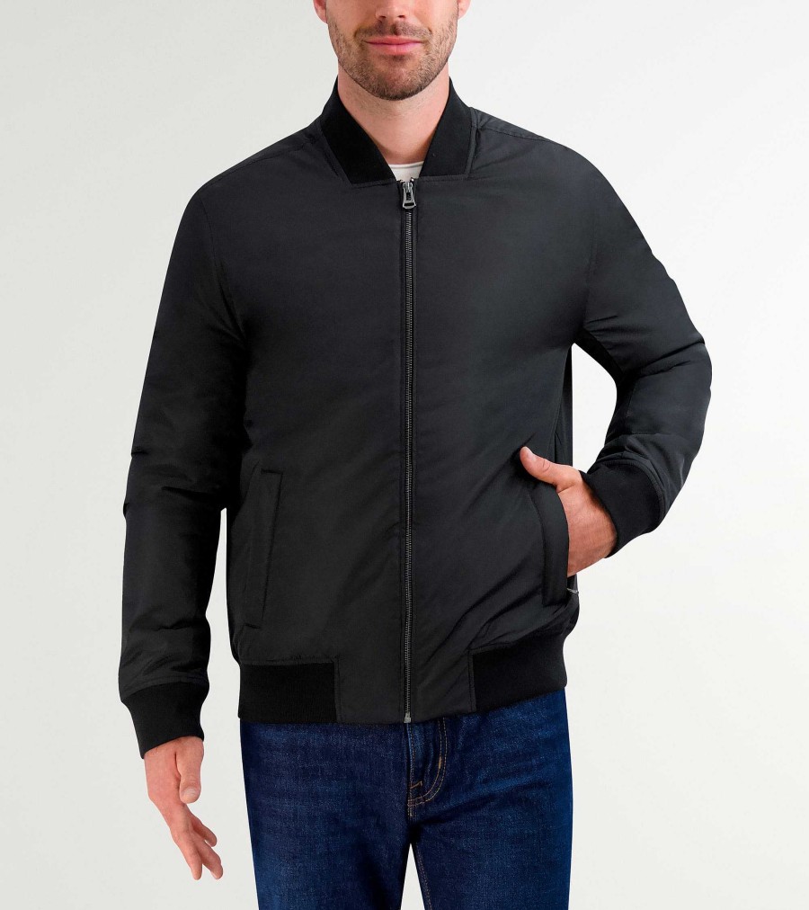 Men Cole Haan Coats & Jackets | Men'S Insulated Bomber Jacket Black