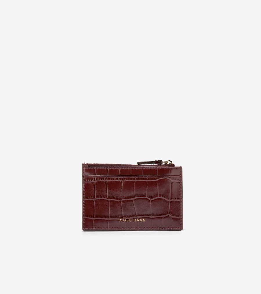 Women Cole Haan Wallets & Wristlets | Card Case With Zip Bloodstone