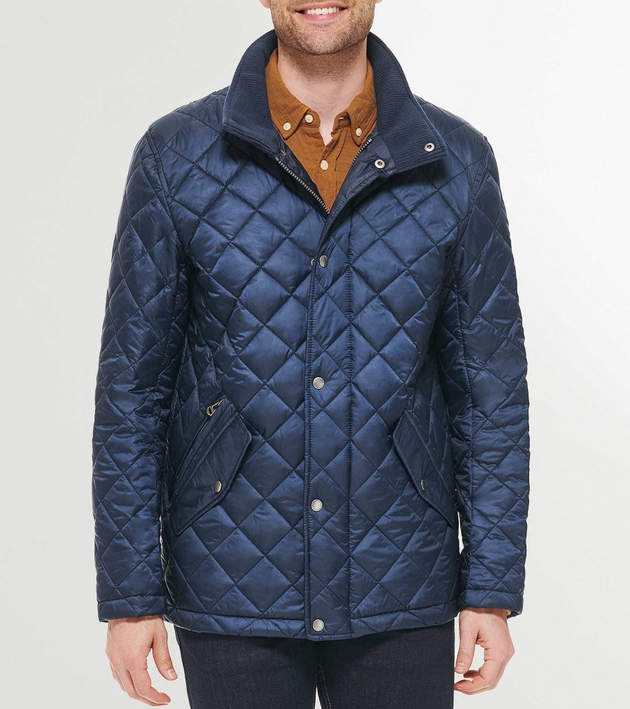 Men Cole Haan Coats & Jackets | Men'S Quilted Barn Jacket Navy