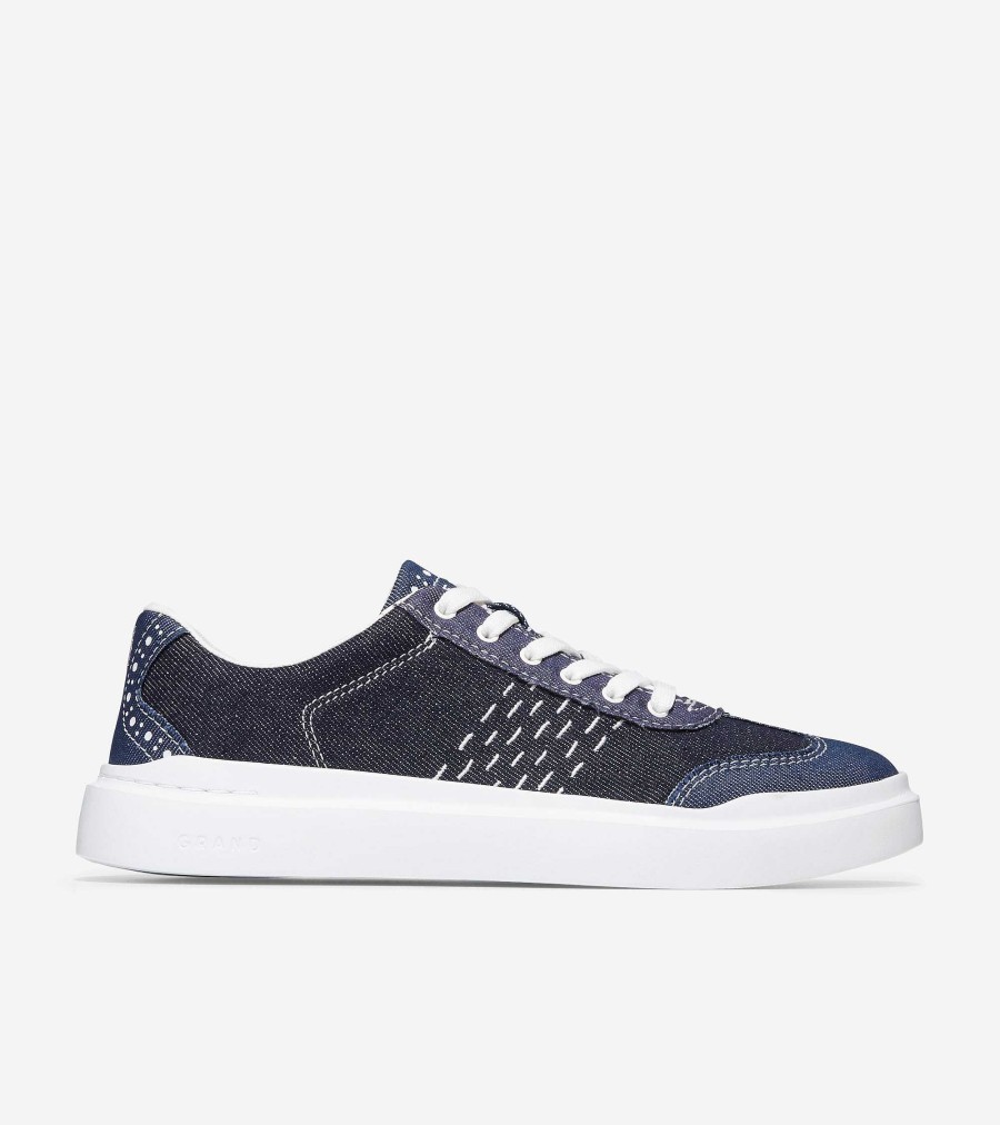 Women Cole Haan Sneakers | Women'S Grandpr Rally Canvas T-Toe Sneaker Blue Denim-Optic White