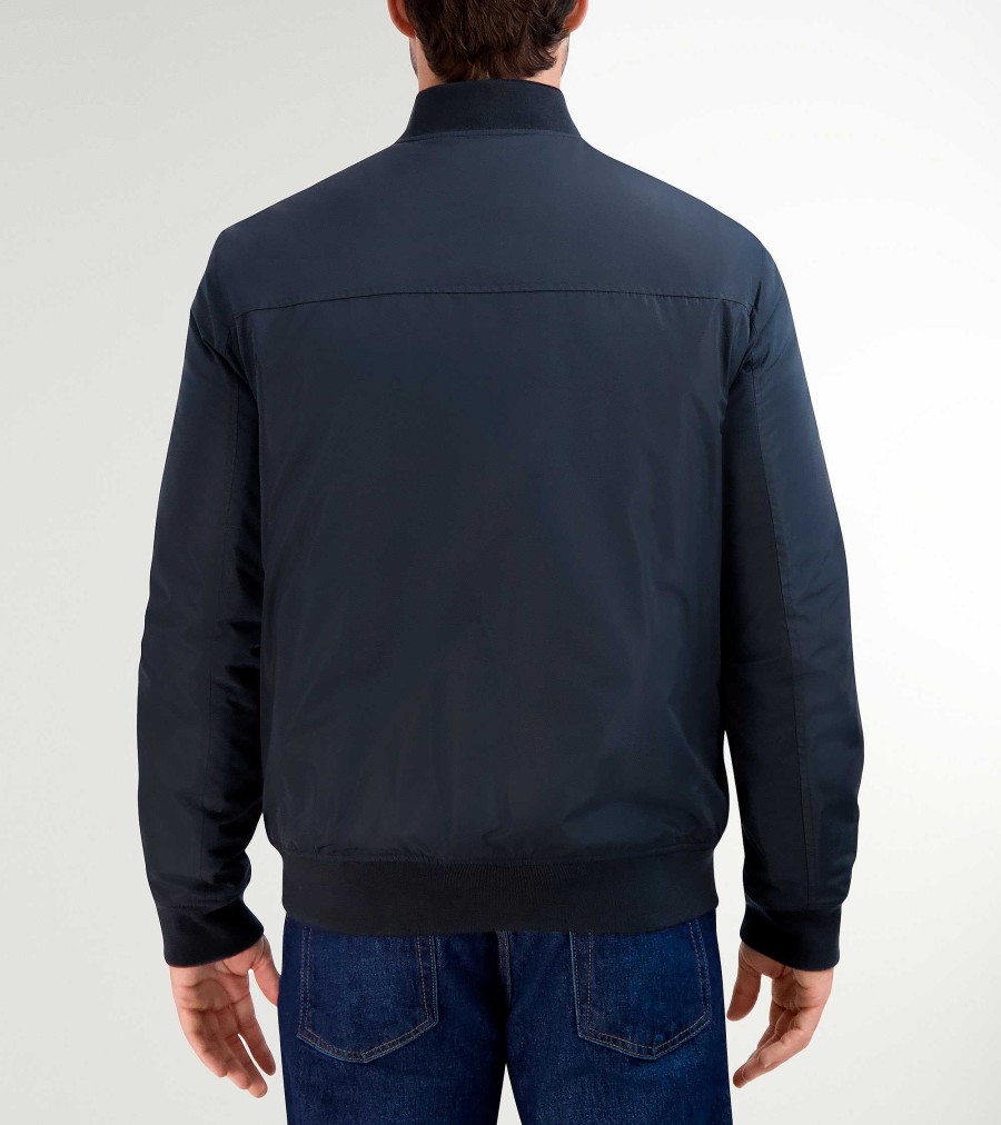 Men Cole Haan Coats & Jackets | Men'S Insulated Bomber Jacket Navy