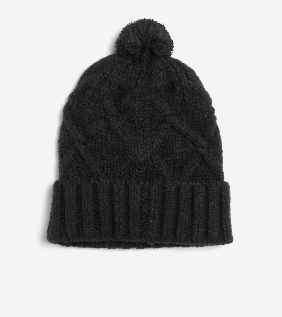 Women Cole Haan Hats, Gloves, & Scarves | Diamond Cable Pom Hat Caviar