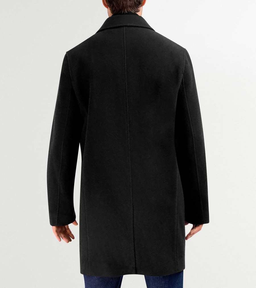 Men Cole Haan Coats & Jackets | Men'S Wool Car Coat Black