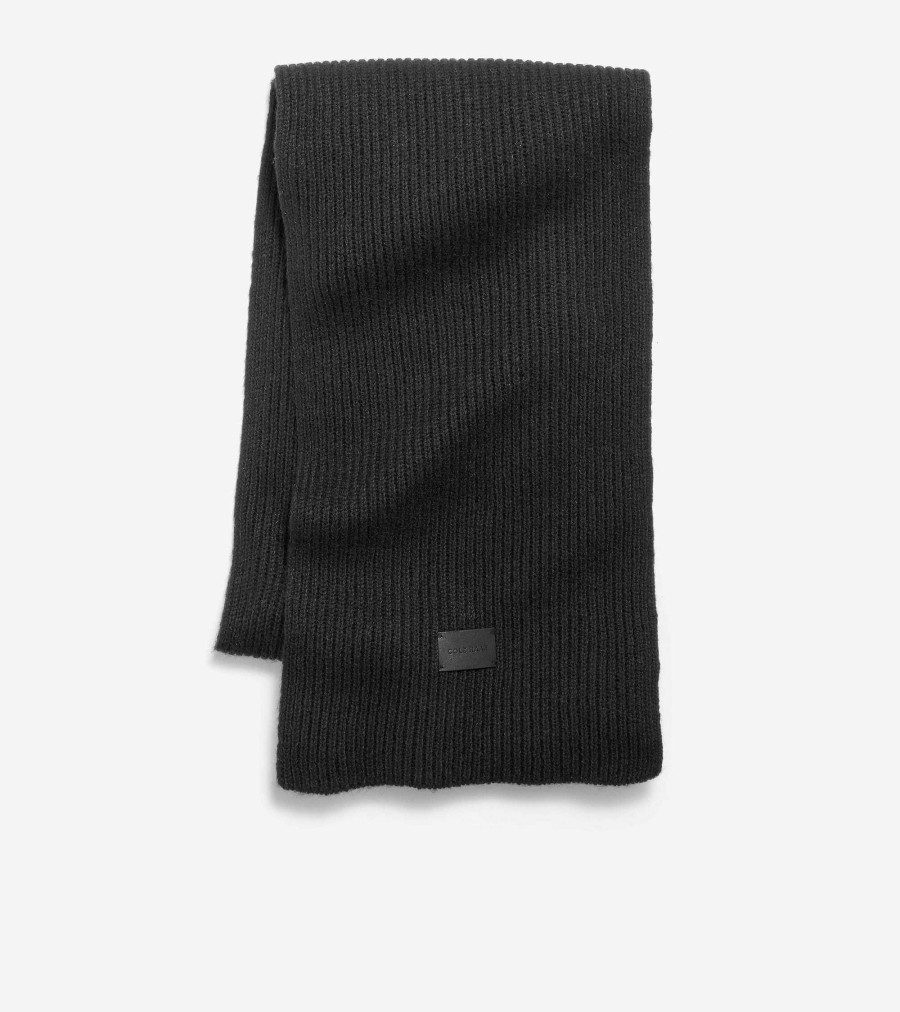 Women Cole Haan Hats, Gloves, & Scarves | Cardigan Stitch Scarf Caviar