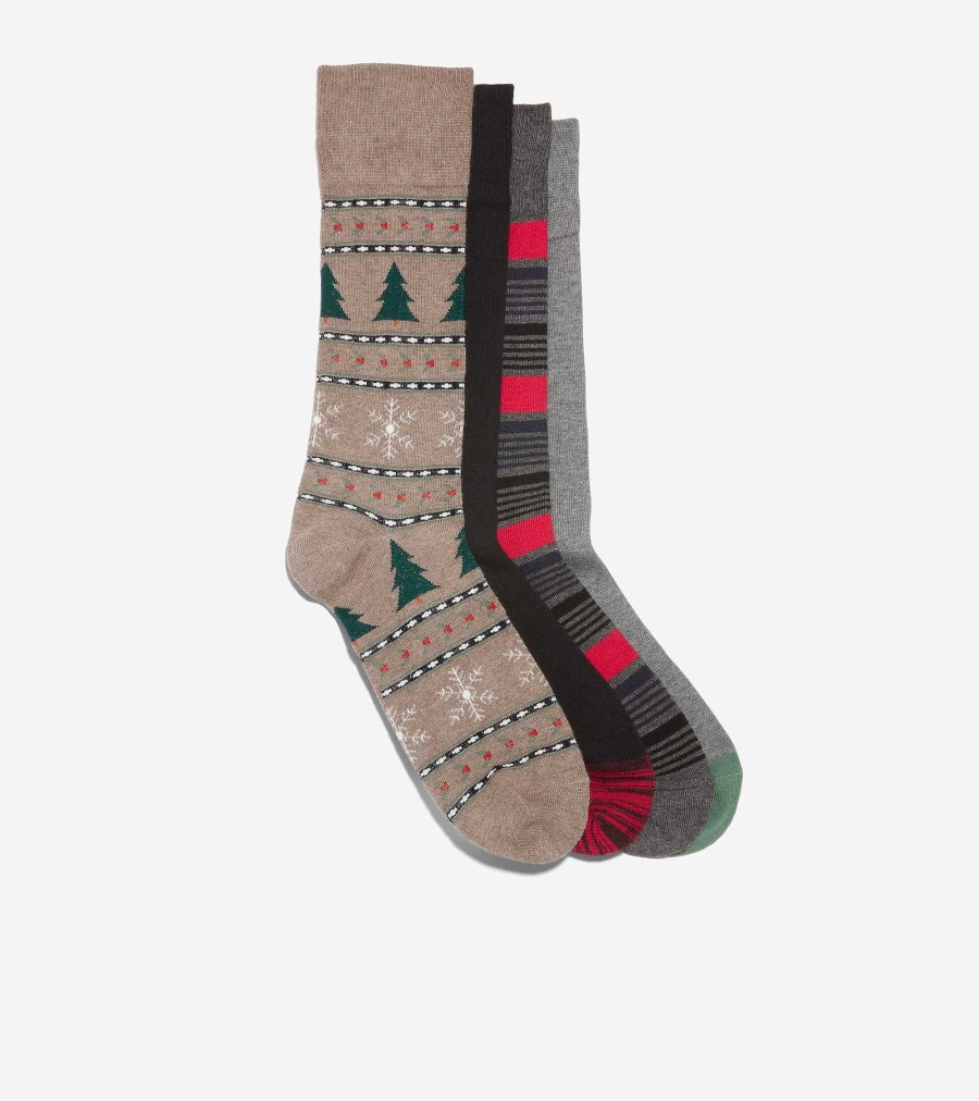 Men Cole Haan Socks | Holiday Fairisle Gift Box Brown Heather