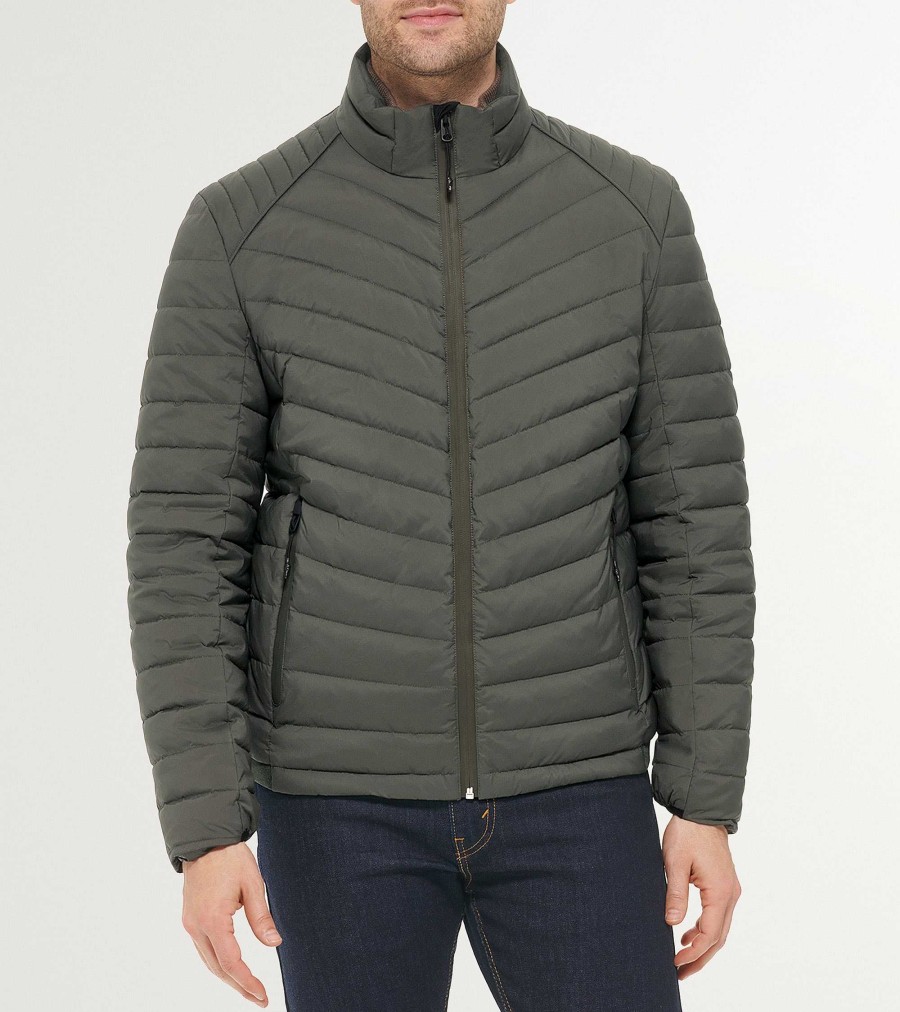 Men Cole Haan Coats & Jackets | Men'S Quilt Jacket Green