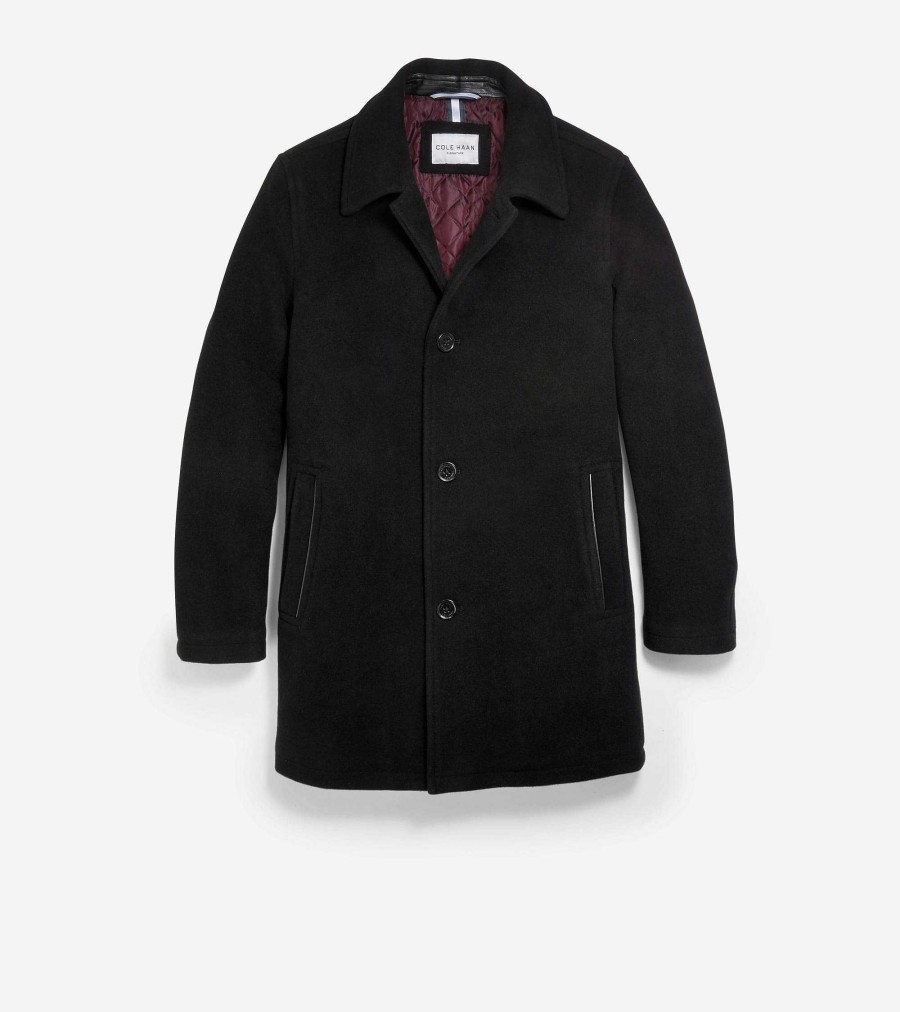 Men Cole Haan Coats & Jackets | Men'S Wool Car Coat Black