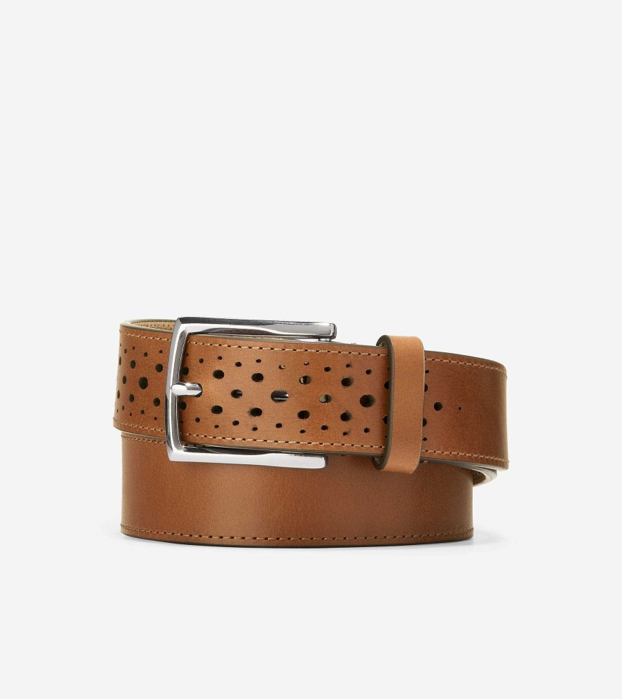 Men Cole Haan Belts | 32Mm Washington Perforated Belt British Tan