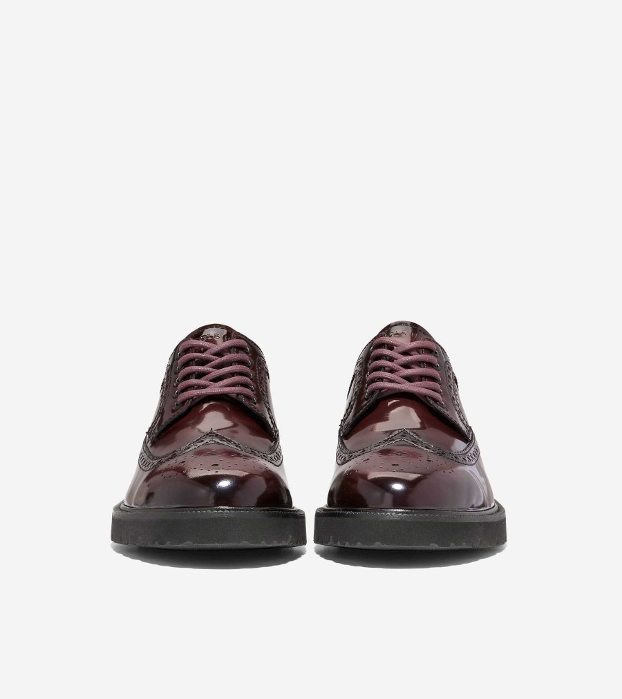 Men Cole Haan Oxfords | Men'S American Classics Longwing Oxfords Deep Burgundy Brush-Off-Black