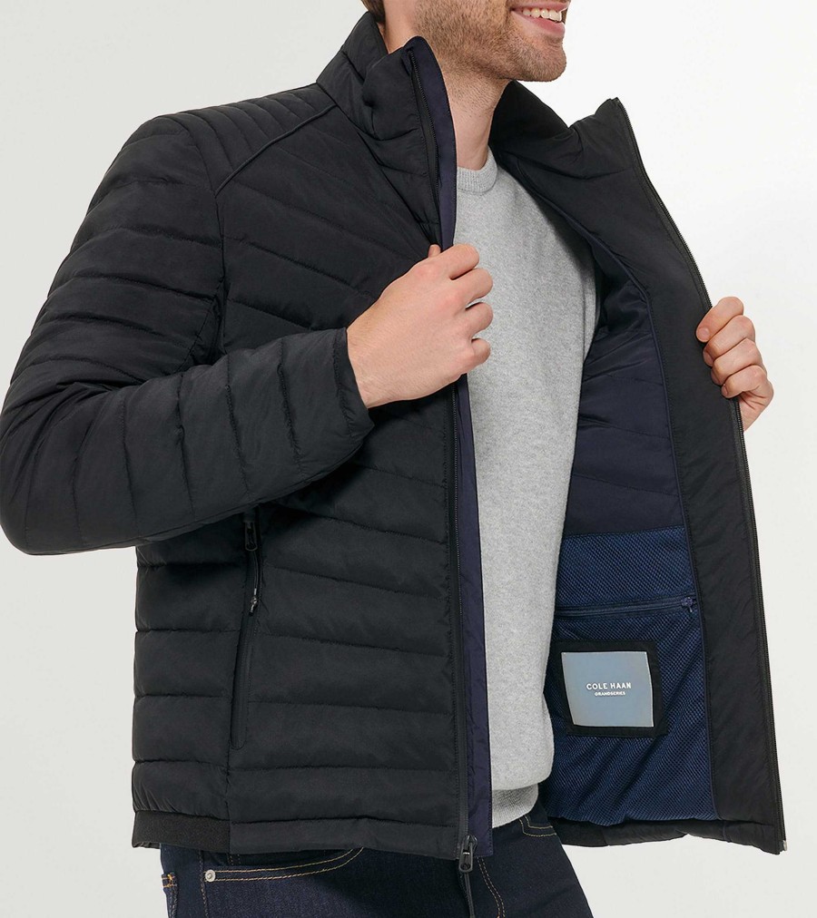 Men Cole Haan Coats & Jackets | Men'S Quilt Jacket Black