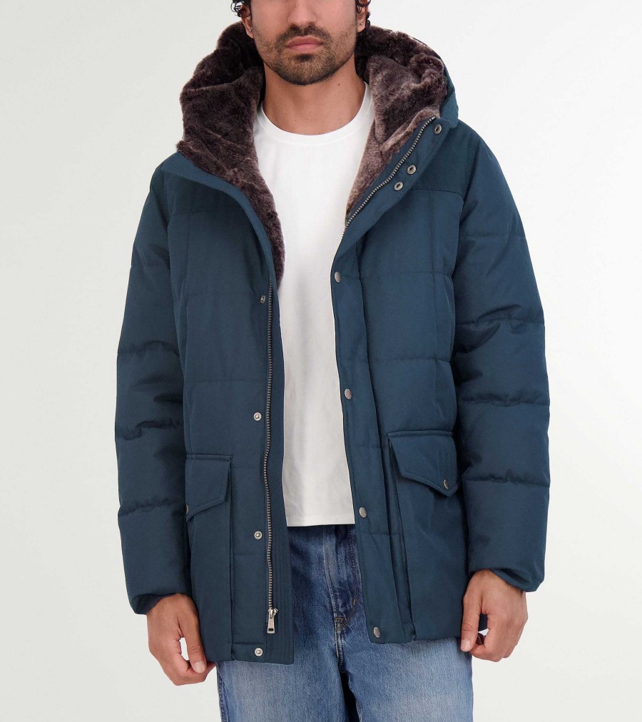 Men Cole Haan Coats & Jackets | Men'S Hooded Parka Navy