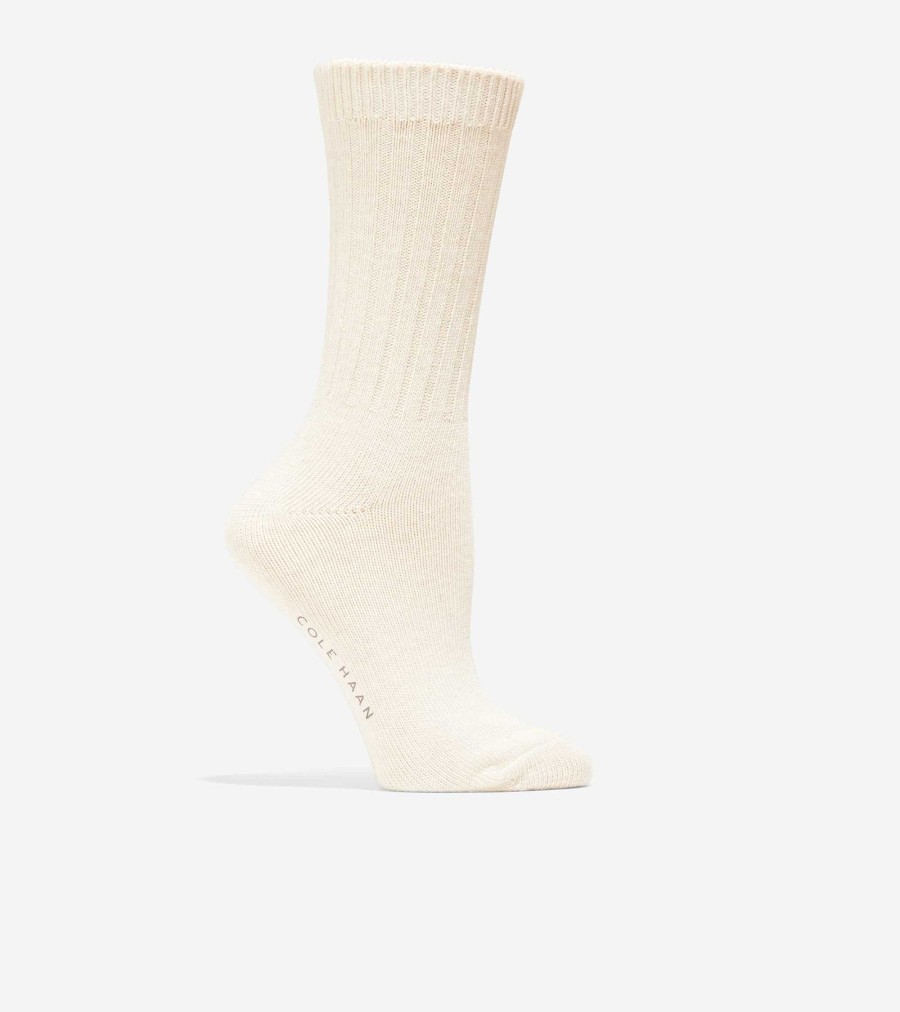 Women Cole Haan Socks | Women'S Foldover Crew Socks Oatmeal Heather